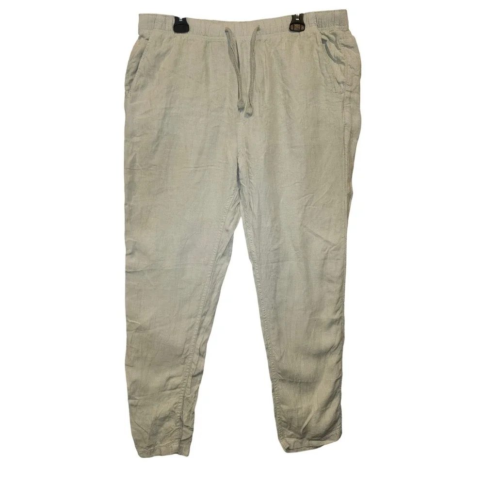 Faherty Brand Mens 100% Linen Drawstring Pants Grey XL MBU2412-WEA